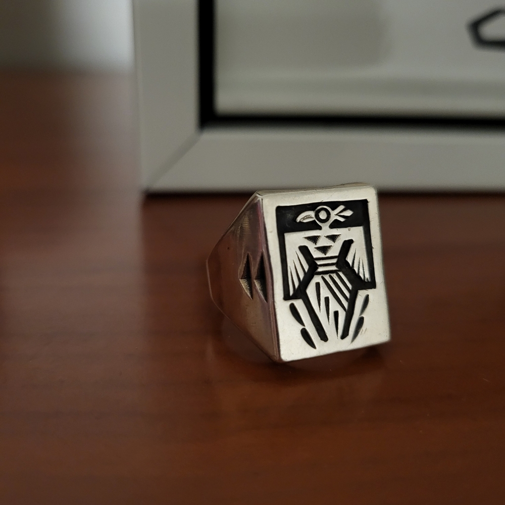 Vintage Sterling Heavy Thunderbird Ring